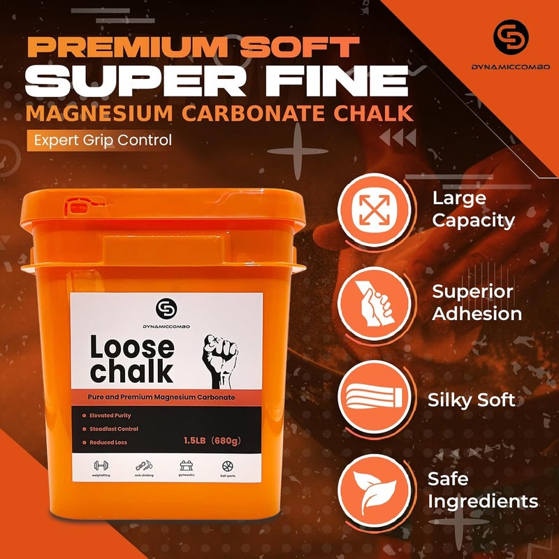 DYNAMICCOMBO Gym Chalk Bucket | 1.5lb Net Weight Chalk Powder for Weightlifting, Gymnastics, Rock Climbing & Multi-Sport - Image 2